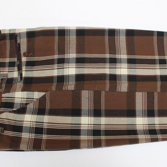 NWOT TEEN BOYS BURNSIDE SHORTS SIZE 18 BROWN PLAID 32" WAIST 11-3/4" INSEAM - Picture 1 of 6